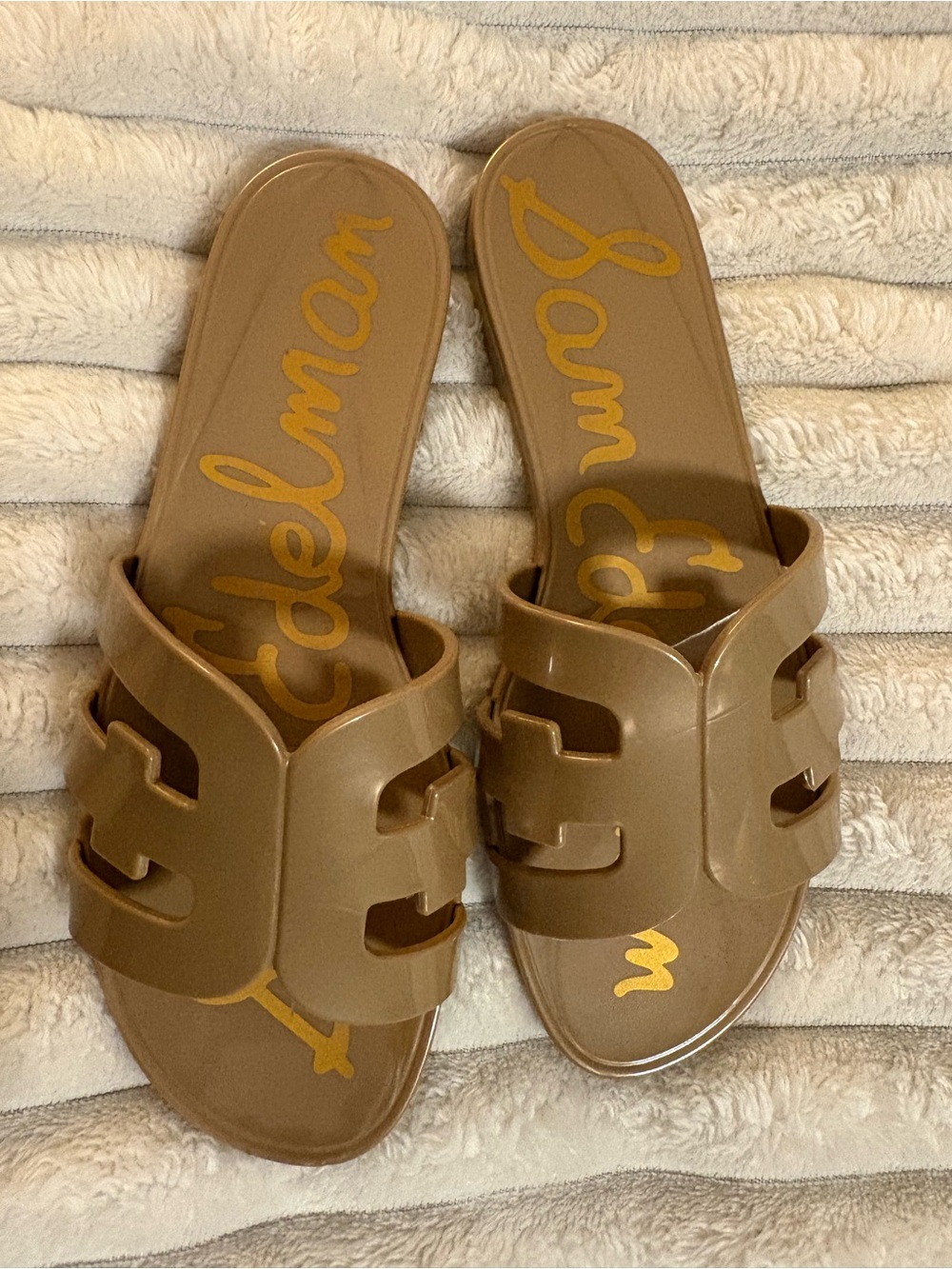 Sam Edelman Tan Cutout Slide Sandals